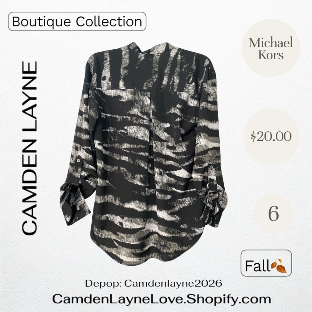 Michael Kors Black and Gray Patterned Top - Picture 6 of 6